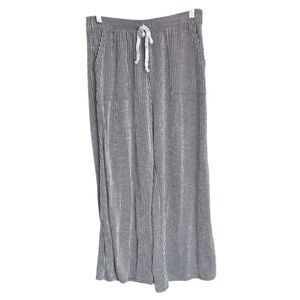 Gyft Grey Ribbed Wide Leg Crop Lounge Pants Size M